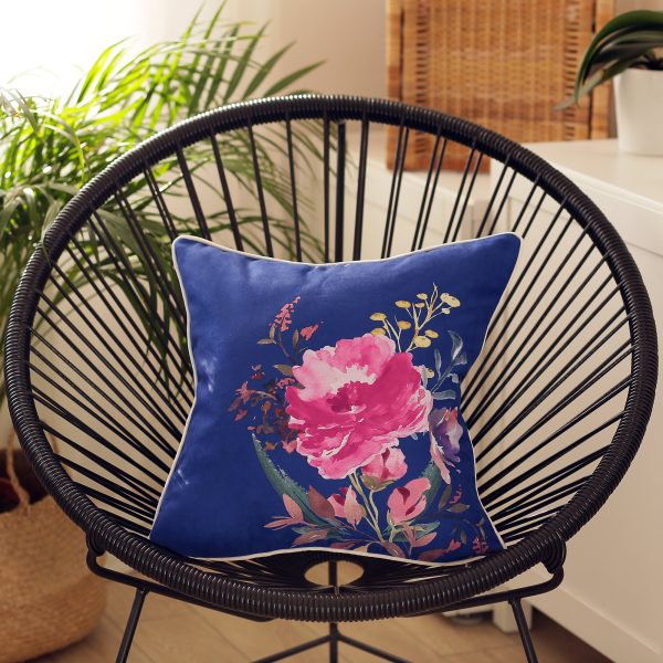 Blue Watercolor Wild Flower Decorative Throw Pillow Cover - Image 4