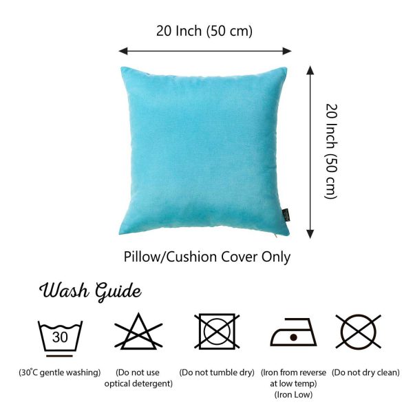 Set of 2 Aqua Blue Brushed Twill Decorative Throw Pillow Covers