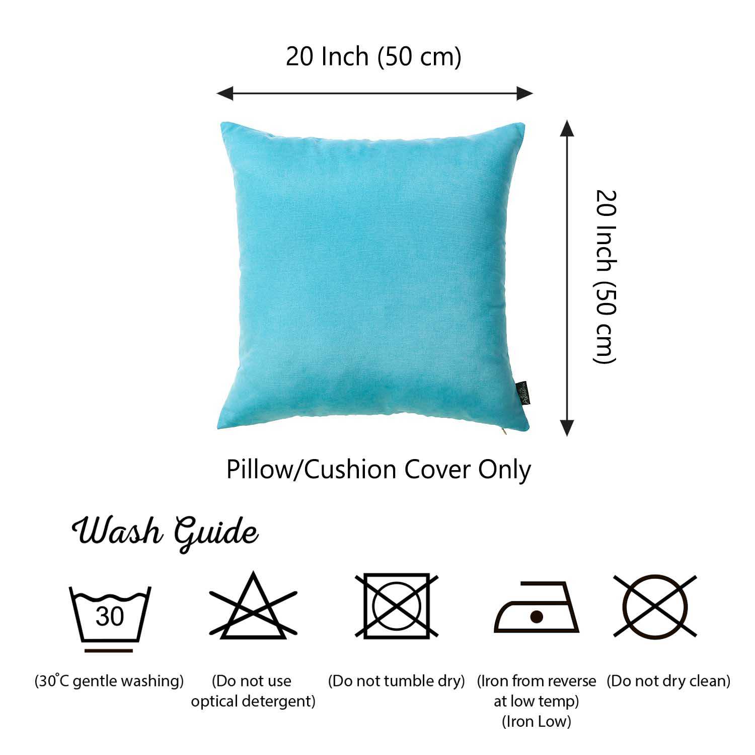 Set of 2 Aqua Blue Brushed Twill Decorative Throw Pillow Covers