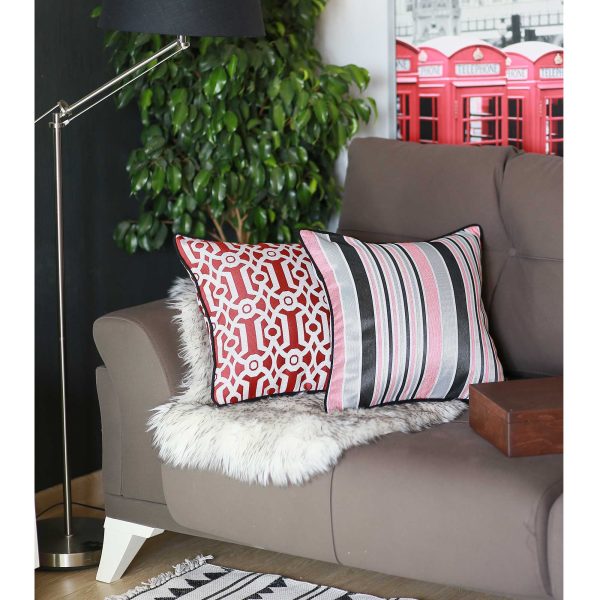Coral Variegated Stripe Decorative Throw Pillow Cover - Image 2
