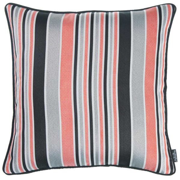Coral Variegated Stripe Decorative Throw Pillow Cover - Image 3