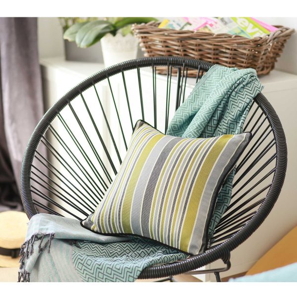 Light Gray and Green Variegated Stripe Decorative Throw Pillow Cover - Image 2