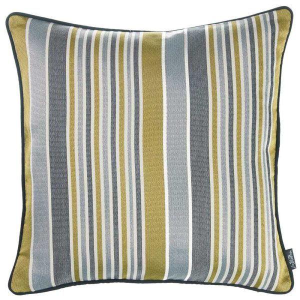 Light Gray and Green Variegated Stripe Decorative Throw Pillow Cover - Image 5