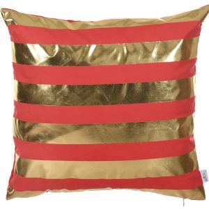 Gold and Red Wide Stripe Decorative Throw Pillow Cover.