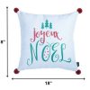 Joyeux Noel Square Printed Decorative Throw Pillow Cover - Image 3