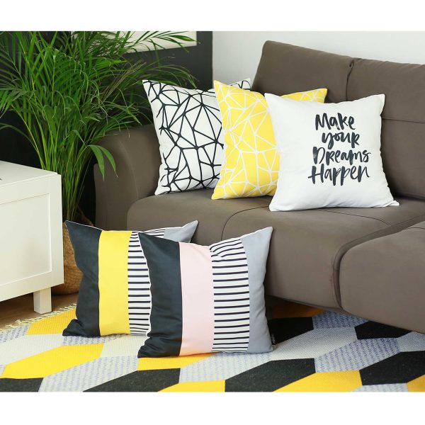 Black and White Abstract Geo Decorative Throw Pillow Cover - Image 3