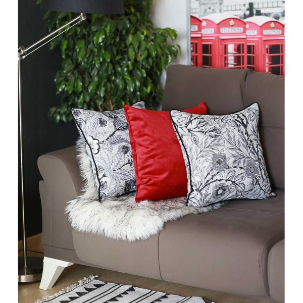 17"x 17" Grey Jacquard Artistic Leaf Decorative Throw Pillow Cover - Image 2