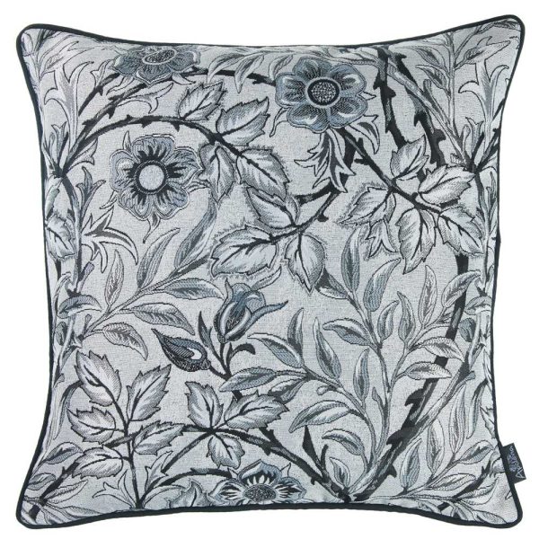 17"x 17" Grey Jacquard Artistic Leaf Decorative Throw Pillow Cover - Image 3
