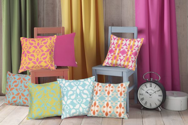 18"x18" Orange Ikat Decorative Throw Pillow Cover Printed - Image 3
