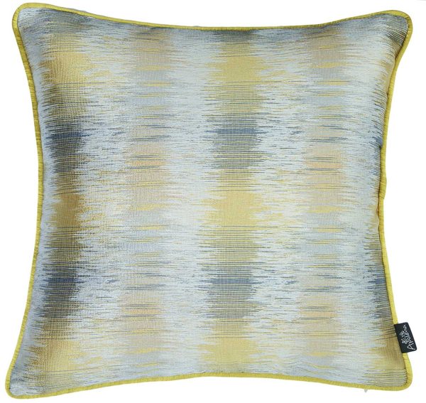 Yellow and Gray Blurred Lines Decorative Throw Pillow Cover - Image 2