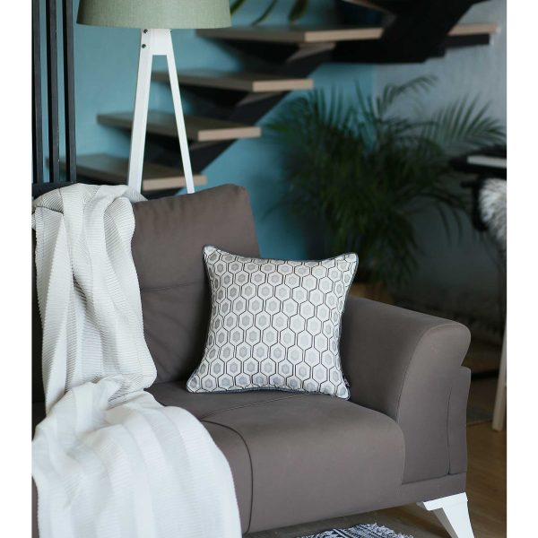 Grey Jacquard Circle Decorative Throw Pillow Cover - Image 2