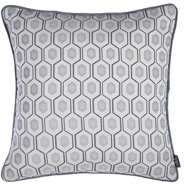 Grey Jacquard Circle Decorative Throw Pillow Cover - Image 5