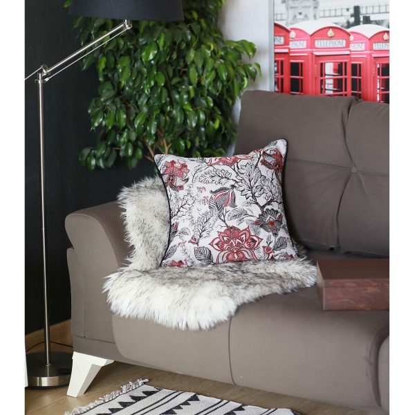 Red Jacquard Leaf Decorative Throw Pillow Cover - Image 2