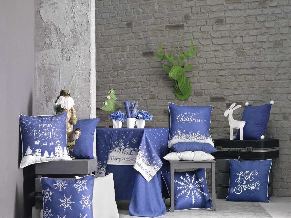 18" Blue Christmas Merry Bright Throw Pillow Cover - Image 4