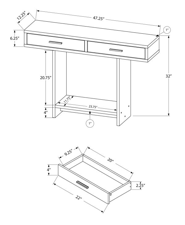 12.25" x 47.25" x 32" CappuccinoTaupe Reclaimed Wood  Accent Table - Image 3