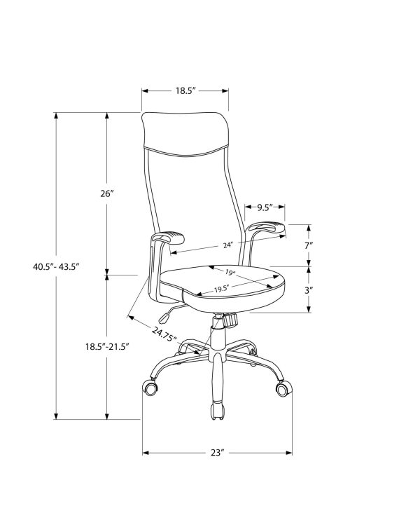 24.75" x 24" x 83.5" Black Fabric Multi Position  Office Chair - Image 3