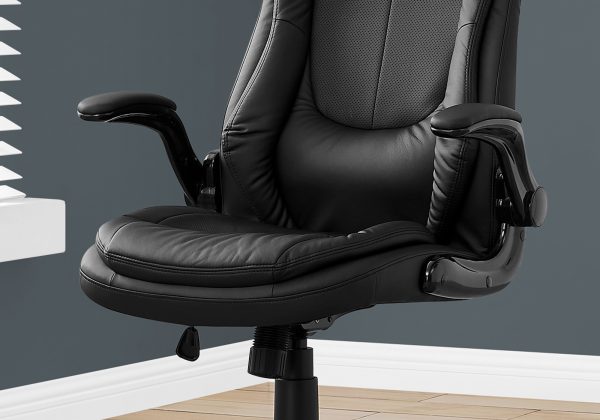 28.5" x 29.5" x 94" Black Leather-Look High Back Executive Office Chair - Image 2