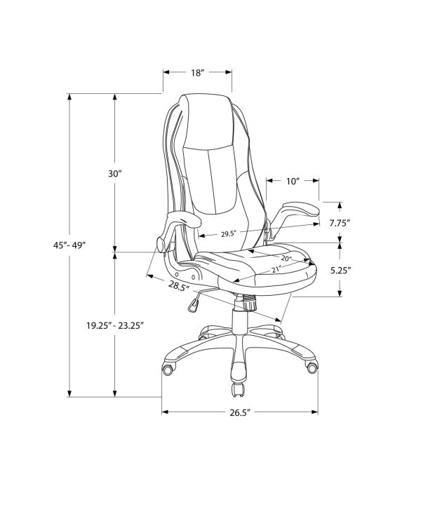 28.5" x 29.5" x 94" Black Leather-Look High Back Executive Office Chair - Image 3