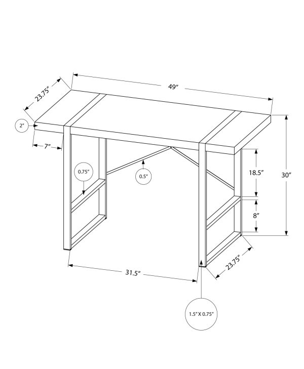 24" Grey Rectangular Computer Desk - Image 3