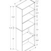 11.75" x 24.75" x 71.25" Cappuccino 5 Shelves  Bookcase - Image 3