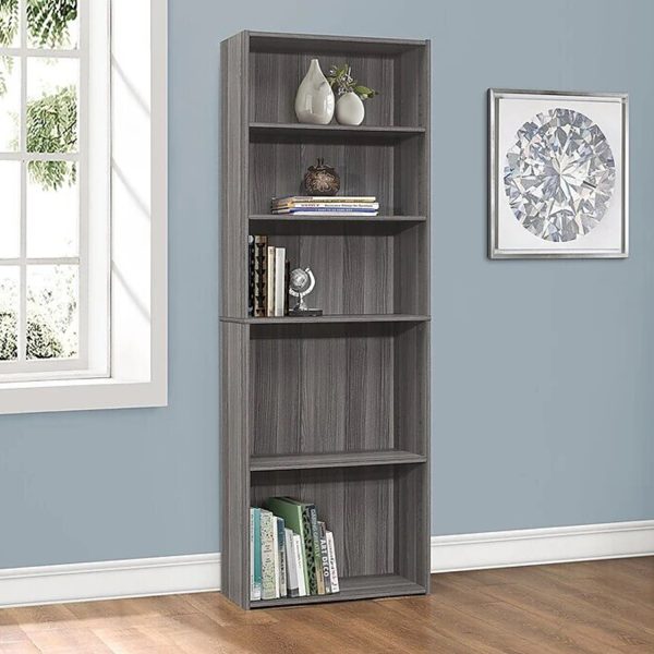 11.75" x 24.75" x 71.25" Grey 5 Shelves  Bookcase - Image 5