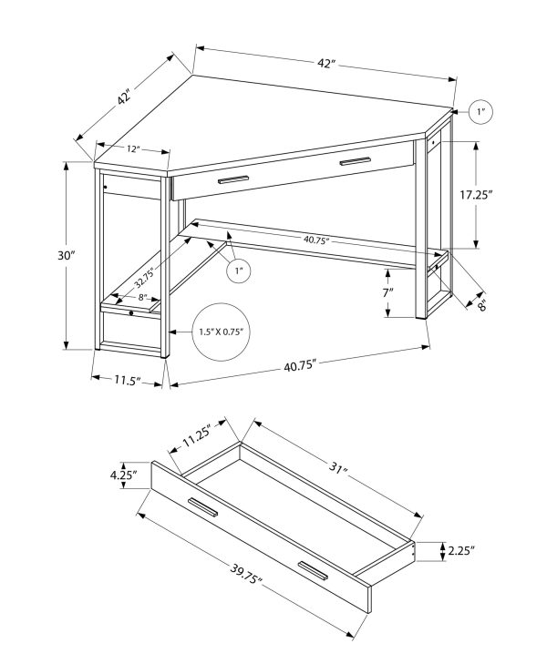 42" White Corner Computer Desk - Image 3