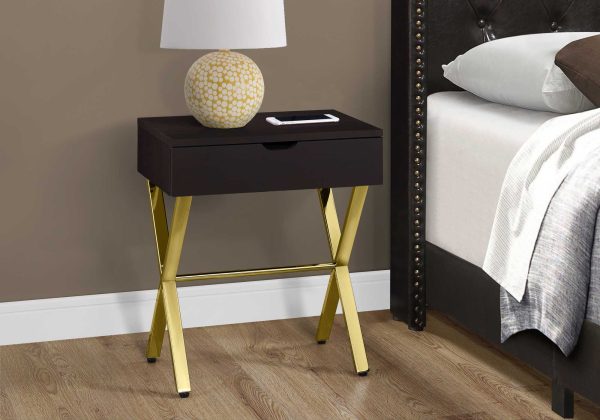 12" x 18.25" x 22.25" CappuccinoGold Metal Accent Table - Image 2