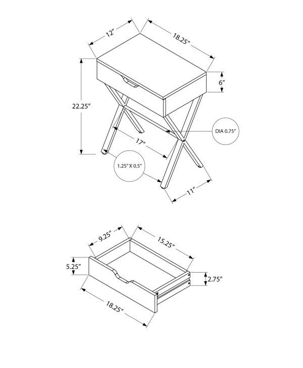 12" x 18.25" x 22.25" CappuccinoGold Metal Accent Table - Image 3