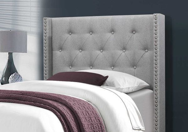 45.25" x 82.75" x 49.75" Grey Linen With Chrome Trim - Twin Size Bed - Image 2