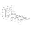 45.25" x 82.75" x 49.75" Grey Linen With Chrome Trim - Twin Size Bed - Image 3