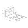 66.5" x 87.5" x 49.75" Dark Grey Velvet With Chrome Trim  Queen Size Bed - Image 3