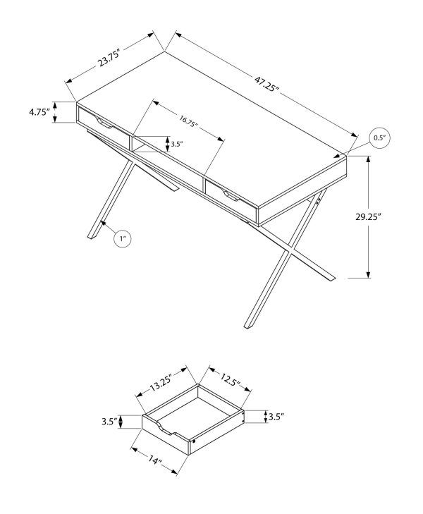 24" Dark Brown Rectangular Computer Desk With Two Drawers - Image 3