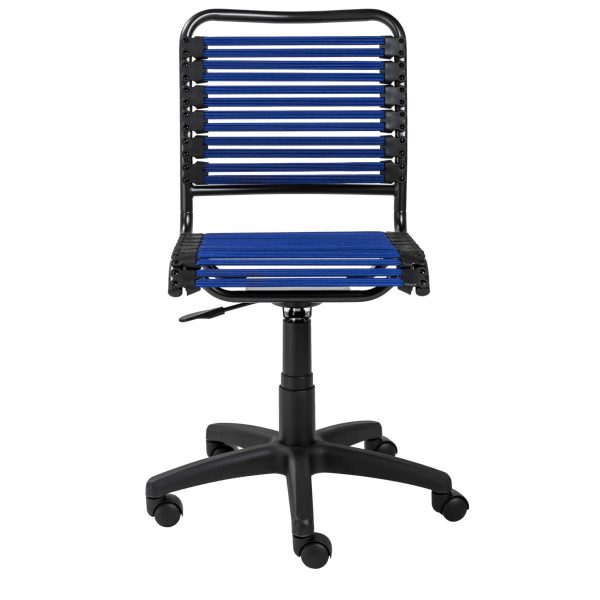 Blue Flat Bungie Cord Low Back Rolling Office Chair - Image 2