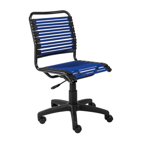 Blue Flat Bungie Cord Low Back Rolling Office Chair - Image 3