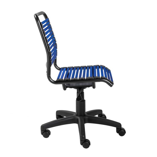 Blue Flat Bungie Cord Low Back Rolling Office Chair - Image 4