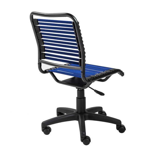 Blue Flat Bungie Cord Low Back Rolling Office Chair - Image 5