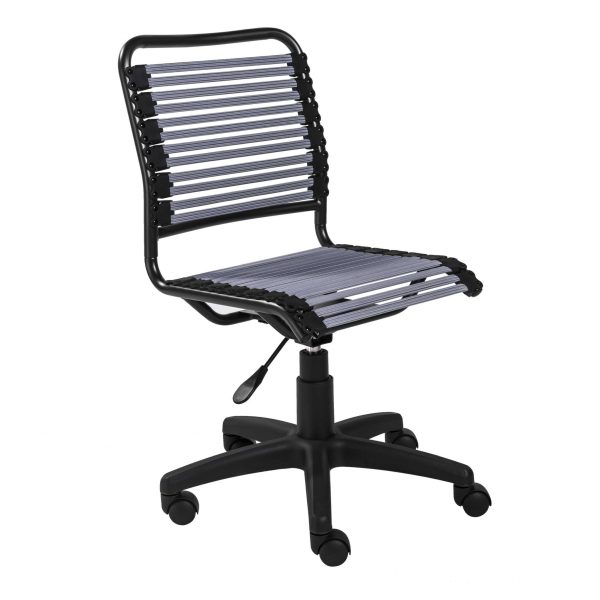Gray Flat Bungie Cord Low Back Rolling Office Chair - Image 3