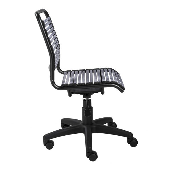 Gray Flat Bungie Cord Low Back Rolling Office Chair - Image 4