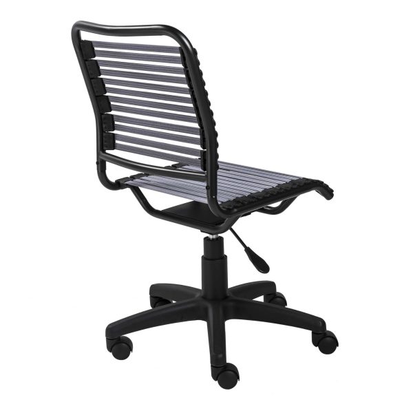 Gray Flat Bungie Cord Low Back Rolling Office Chair - Image 5