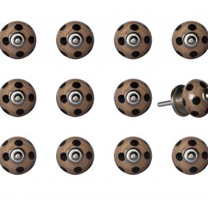 1.5" x 1.5" x 1.5" Ceramic Metal Brown Black 12 Pack Knob