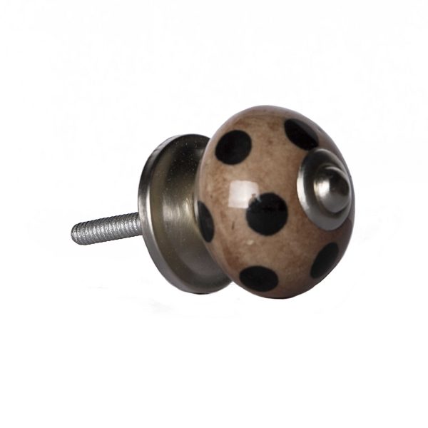 1.5" x 1.5" x 1.5" Ceramic Metal Brown Black 12 Pack Knob - Image 3
