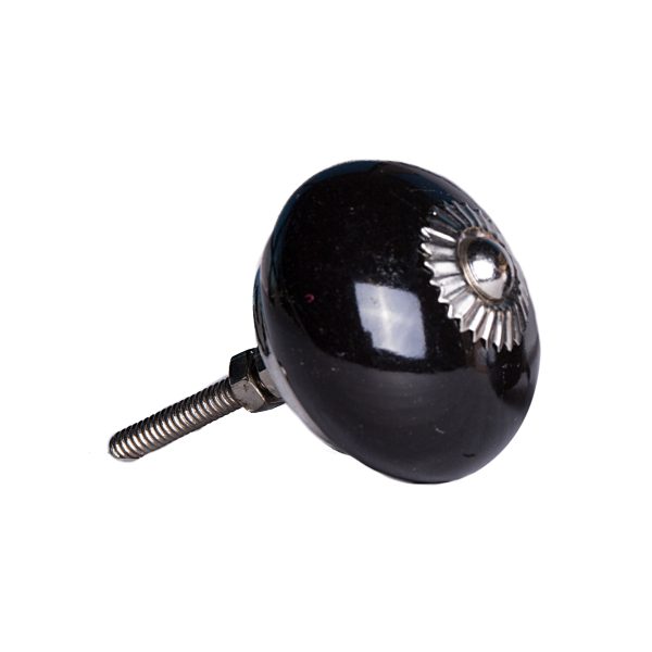 1.5" x 1.5" x 1.5" Ceramic Metal Black 8 Pack Knob - Image 3