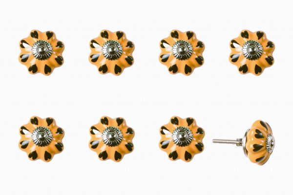 1.5" x 1.5" x 1.5" Ceramic Metal Yellow Green 8 Pack Knob - Image 2