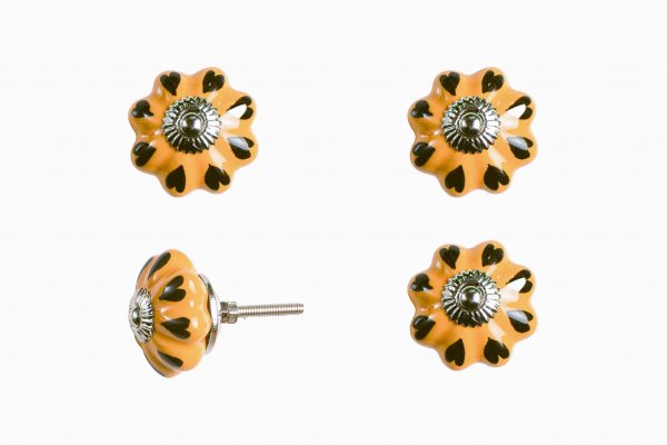 1.5" x 1.5" x 1.5" Ceramic Metal Yellow Green 8 Pack Knob - Image 3
