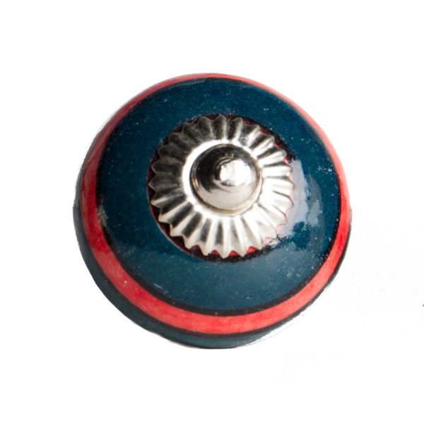 1.5" x 1.5" x 1.5" Ceramic Metal Navy and Red 8 Pack Knob - Image 2
