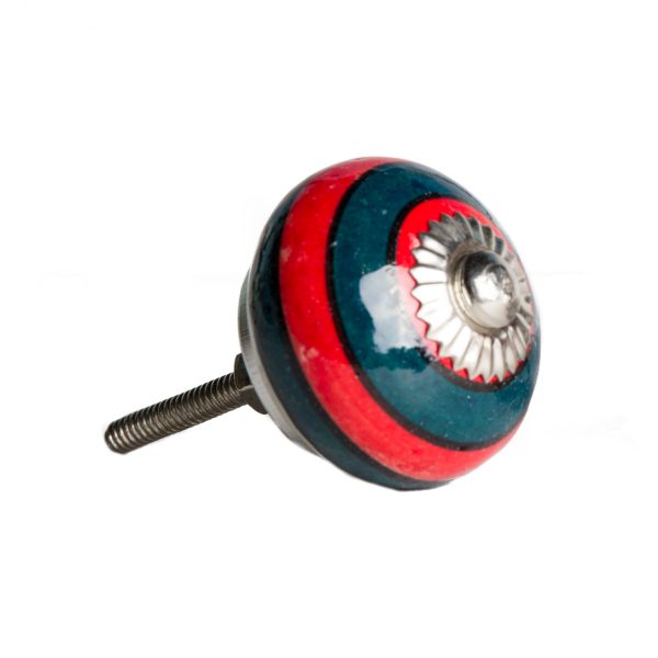 1.5" x 1.5" x 1.5" Ceramic Metal Navy and Red 8 Pack Knob - Image 3