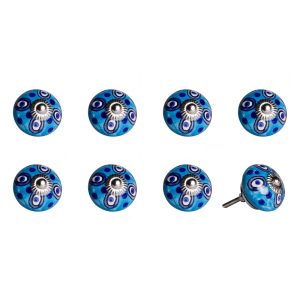 1.5" x 1.5" x 1.5" Ceramic Metal Multicolor 8 Pack Knob