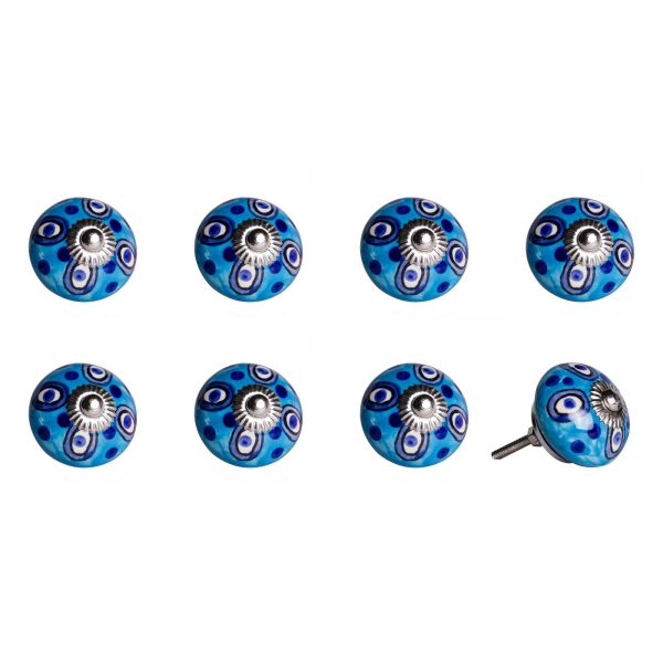 1.5" x 1.5" x 1.5" Ceramic Metal Multicolor 8 Pack Knob