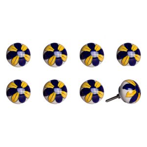 1.5" x 1.5" x 1.5" Ceramic Metal Multicolor 8 Pack Knob
