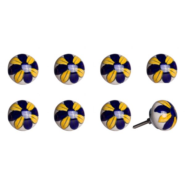 1.5" x 1.5" x 1.5" Ceramic Metal Multicolor 8 Pack Knob